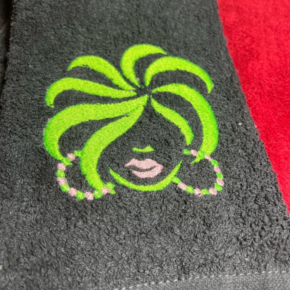 COPY - Green Girl Sorority Pink Embroidered Kitchen Towel-on white towel - Picture 5 of 7